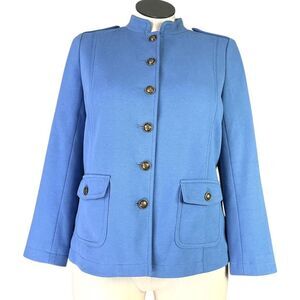 Talbots Blue Military-Style Button Front Blazer